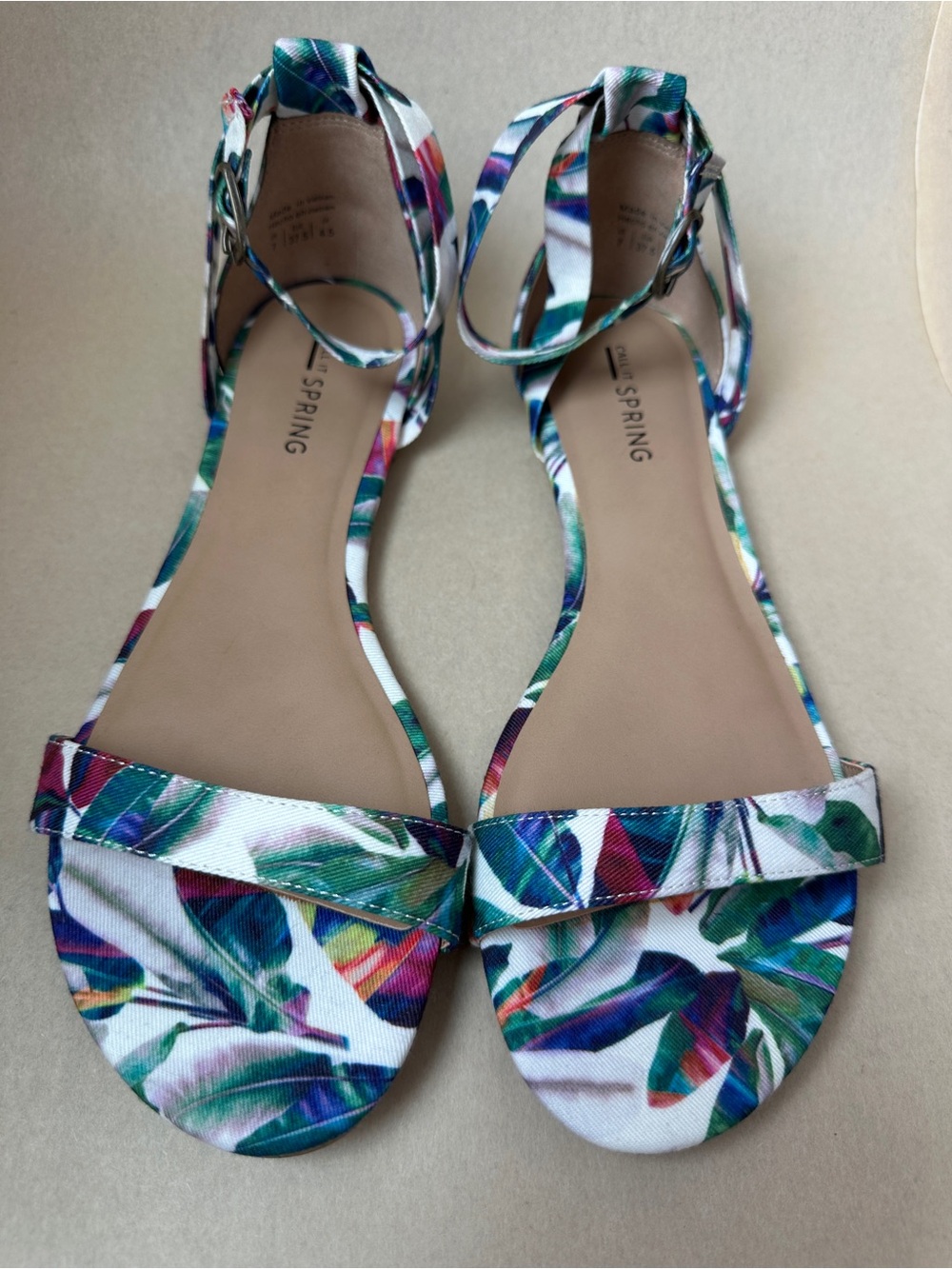 Call It Spring Floral Print Ankle-Strap Sandals